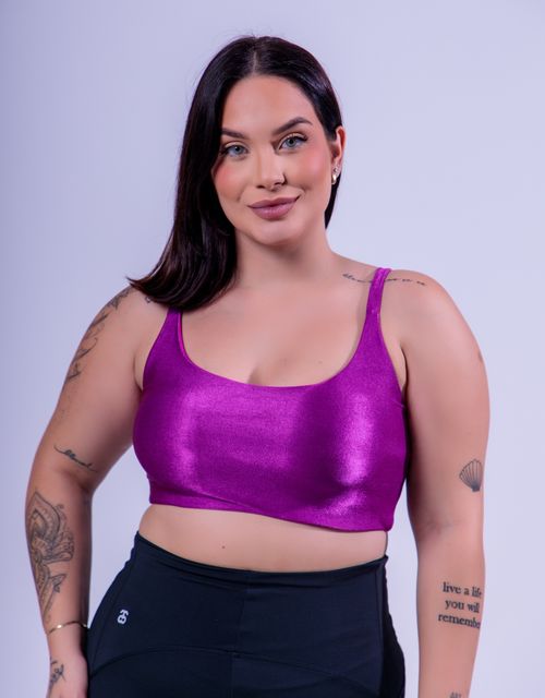 F465C- Top conforto com alças retas, bojo removível e alças com elástico, tecido corsair.