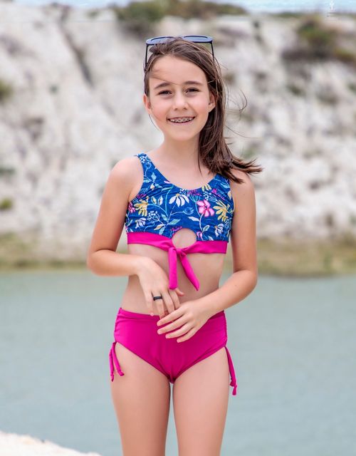 B336- Biquini infantil top com amarração calcinha sunquini.