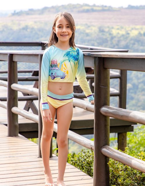 B247 - Biquini infantil cropped manga longa.