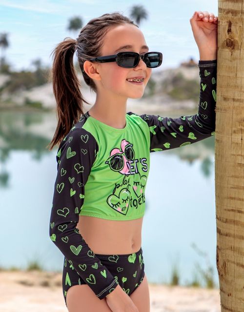 B247 - Biquini infantil cropped manga longa.