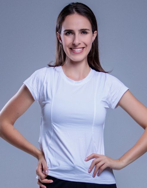 F389 - Blusa Feminina Manga Curta com Abertura nas Costas.