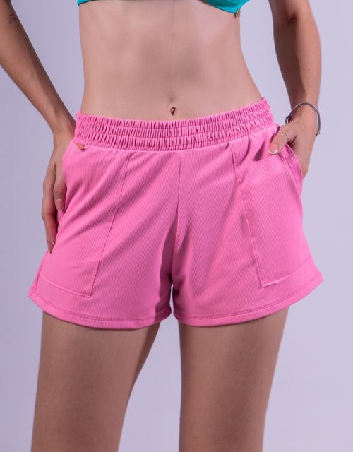 B485S - Short praia feminino com bolso.