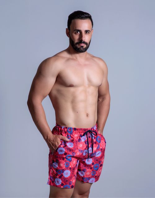 B542 - Short tactel masculino com forro e bolso traseiro.