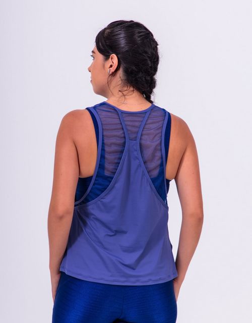 F399 - Regata cavada fitness com detalhe em tule nas costas.