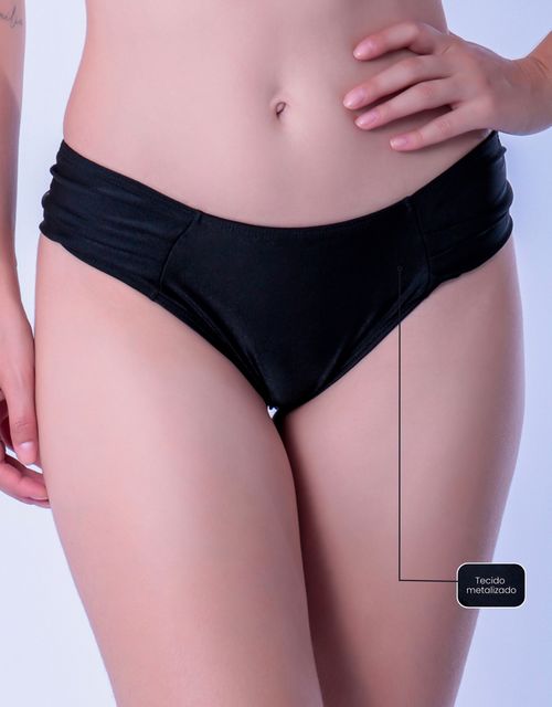 B074mt - calcinha tradicional mais larguinha na lateral e bumbum (Tecido metalizado).