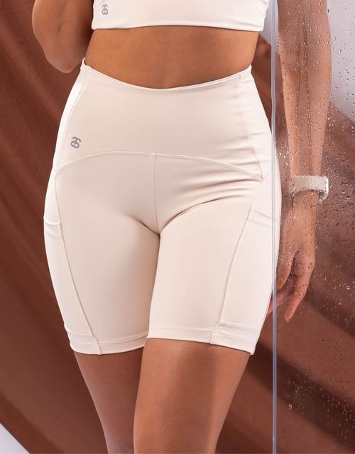 F365F - Short fitness cos alto com bolso lateral,forrado.