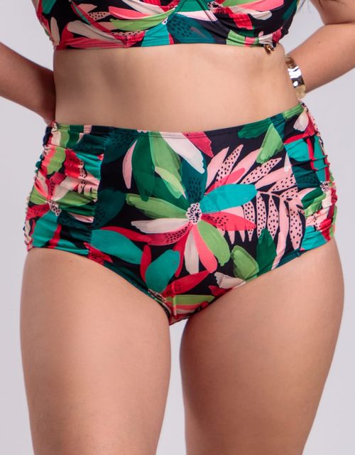 B096 - Calcinha hot pant bumbum largo, franzida na lateral.