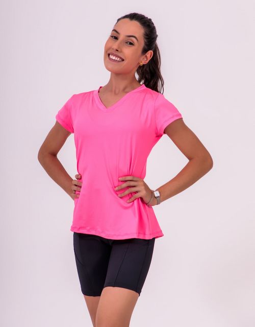F139 - Blusa Manga Curta Baby Look com Decote em V.