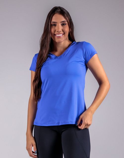 F139 - Blusa Manga Curta Baby Look com Decote em V.