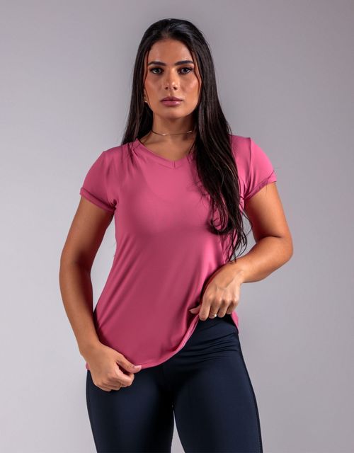 F139 - Blusa Manga Curta Baby Look com Decote em V.
