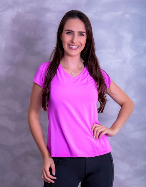 F139 - Blusa Manga Curta Baby Look com Decote em V.