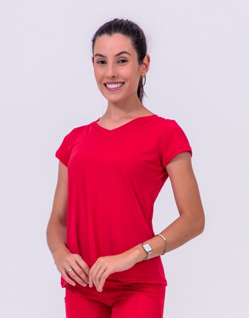 F139 - Blusa Manga Curta Baby Look com Decote em V.
