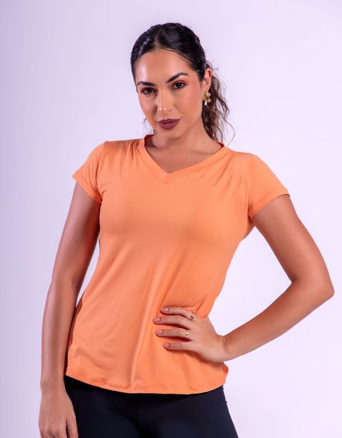 F139 - Blusa Manga Curta Baby Look com Decote em V.