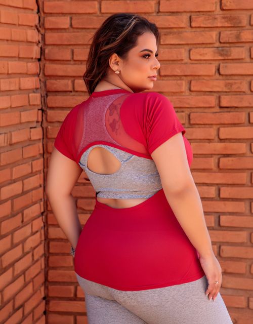F389 - Blusa Feminina Manga Curta com Abertura nas Costas.