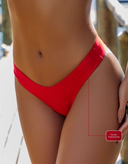B285 - Calcinha Fio Dental Lateral Média Asa Delta Franzida no Bumbum (Tecido metalizado).