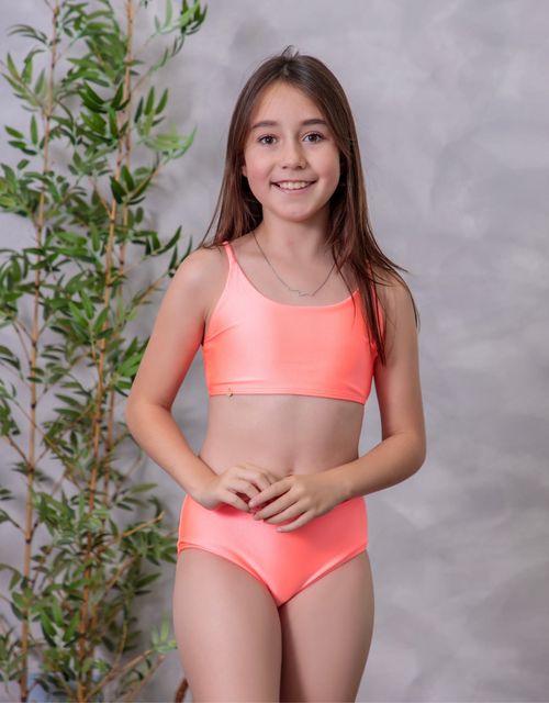 B390 - Biquini juvenil top basico, calcinha tanga.
