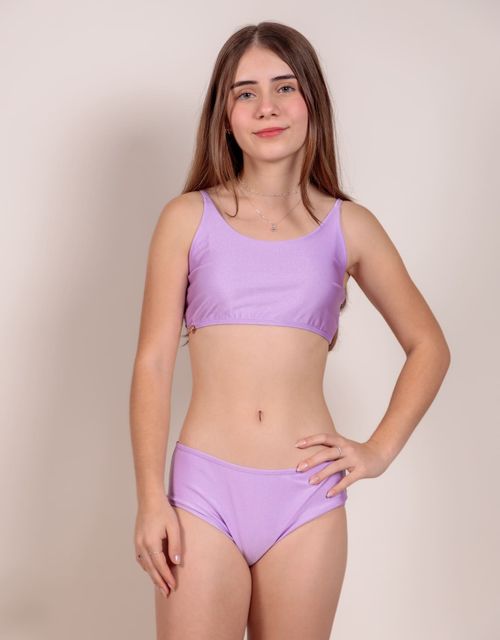 B390 - Biquini juvenil top basico, calcinha tanga.