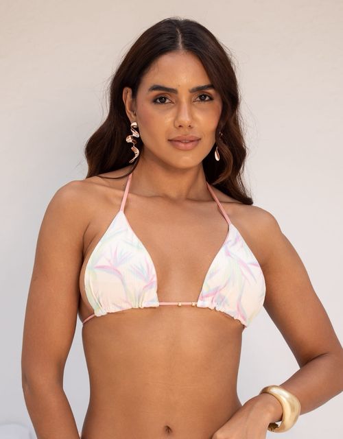 B452SE - Biquini cortininha com bojo removível, bojo triângulo dupla face, tecido seashore.