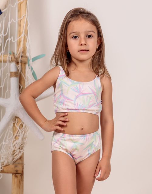 B522 - Biquini Infantil top basico com alças finas, calcinha tanga.