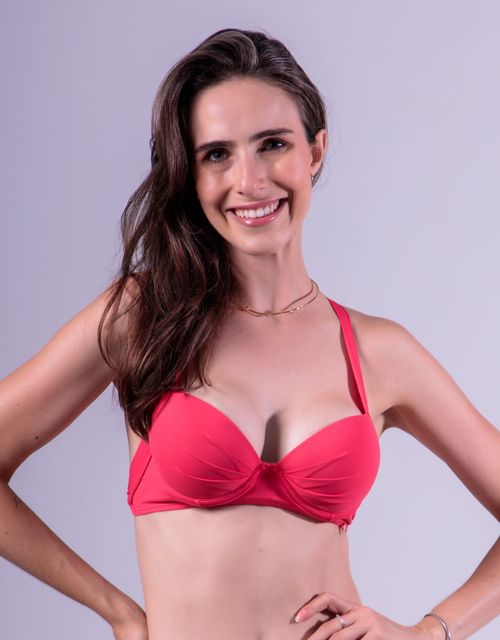B072S-Sutiã Estruturado com Bojo e Base, Alças Cruzadas nas Costas