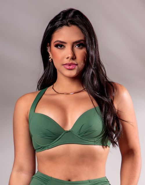 B072S-Sutiã Estruturado com Bojo e Base, Alças Cruzadas nas Costas