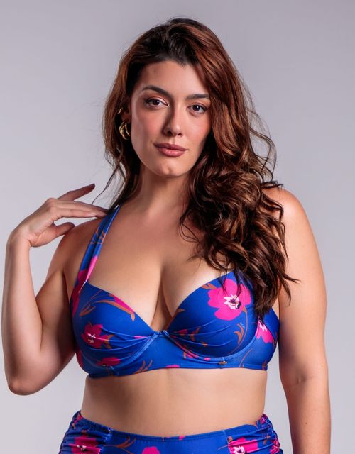 B072S-Sutiã Estruturado com Bojo e Base, Alças Cruzadas nas Costas