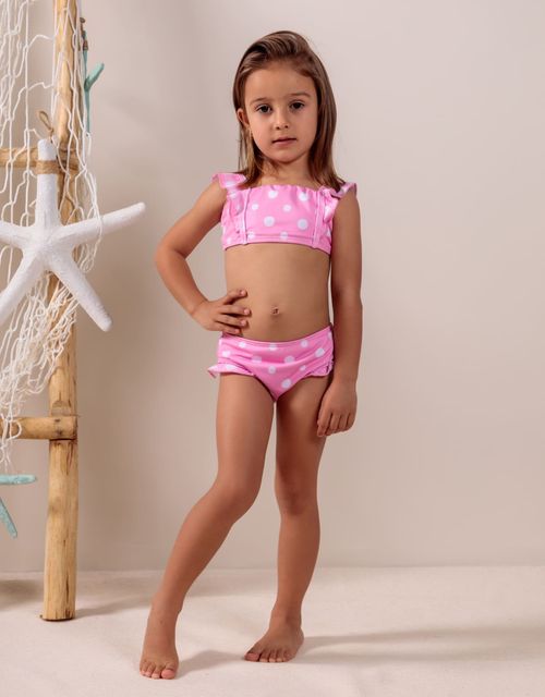 B585 - conjunto infantil com babadinho nas alças do sutiã e calcinha