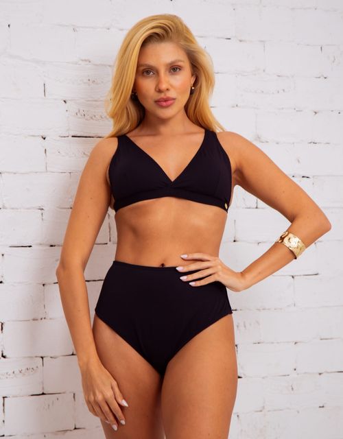 B576 - Conjunto sutiã cortinão com alças largas, calcinha hot pant fio duplo