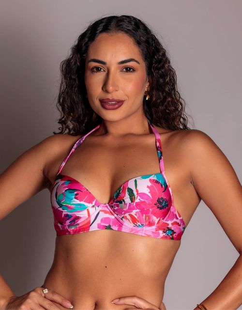 B085- Sutiã estruturado com bojo, alças finas e base.